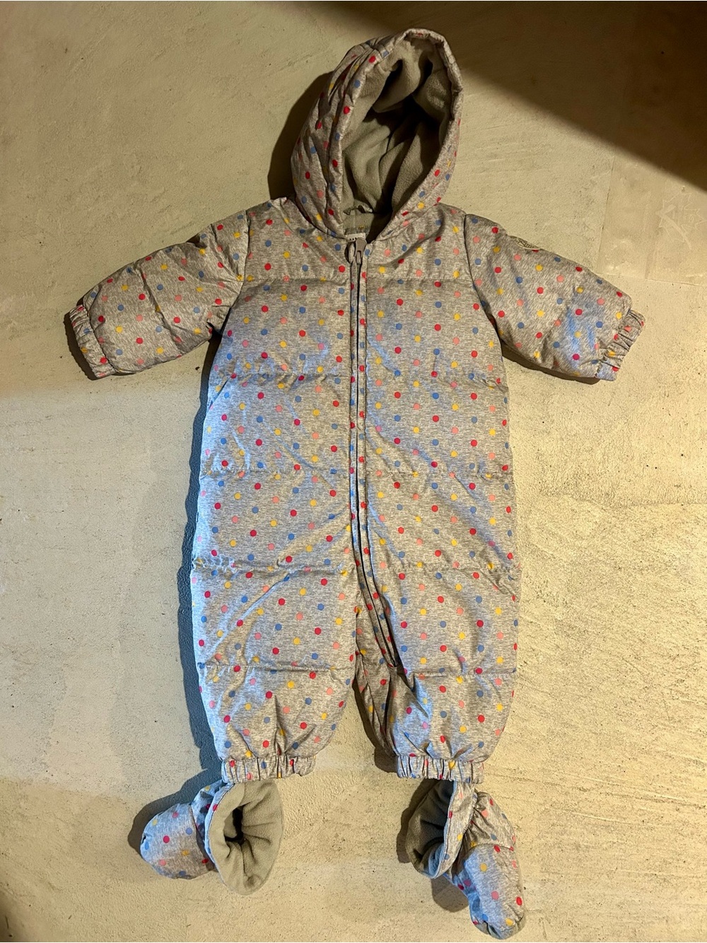 GAP Baby Hooded Polka Dot One-Piece Snowsuit | 6-12 months